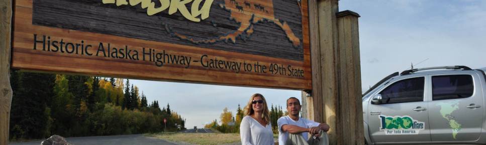 Chegando ao Alaska, depois de mais de 2 mil quilômetros na Alaska Highway através do Canadá